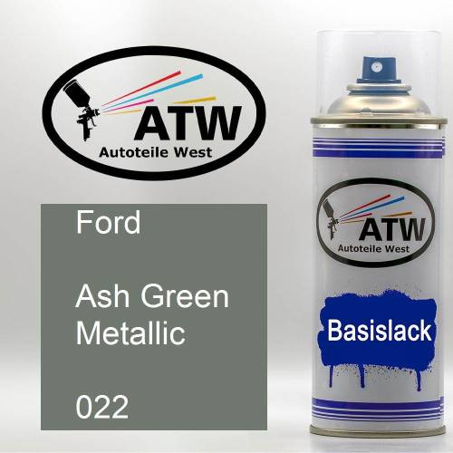 Ford, Ash Green Metallic, 022: 400ml Sprühdose, von ATW Autoteile West.